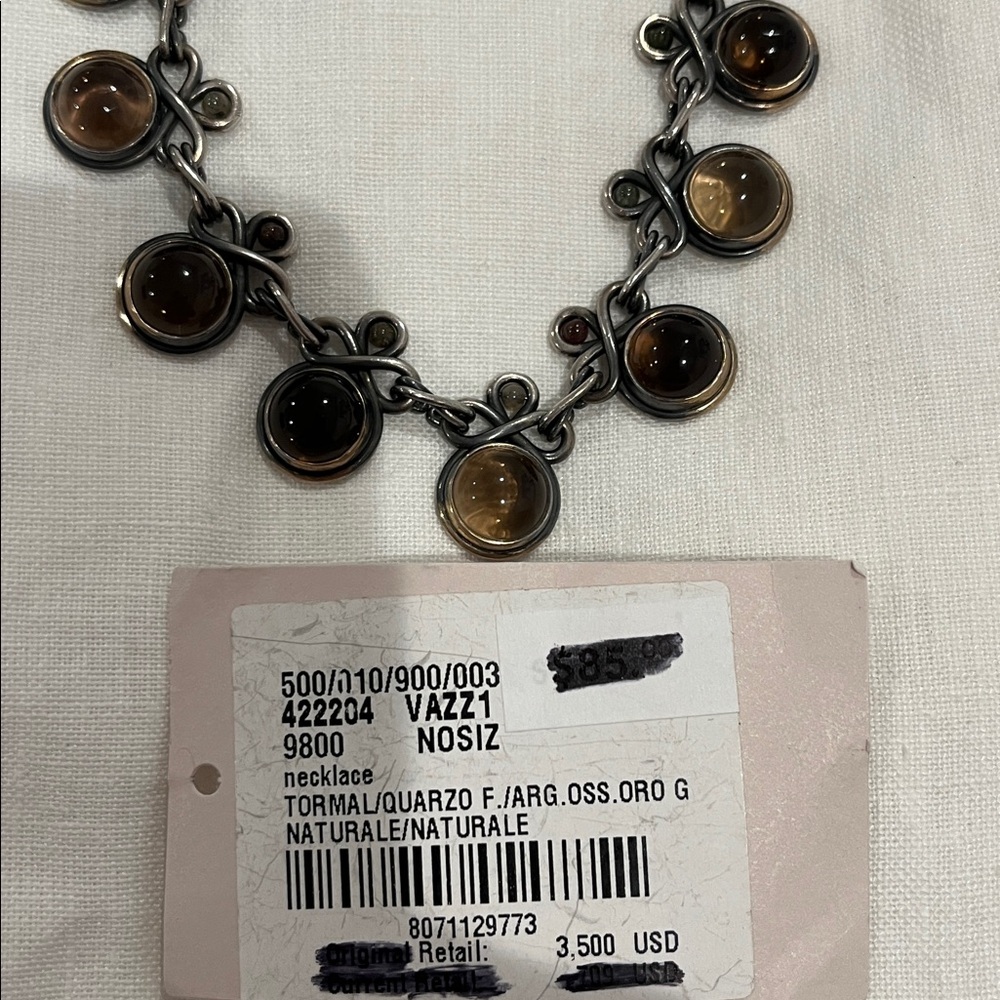 Alexander McQueen Silver Necklace with Tourmaline Stones